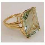 14K Gold & Emerald-Cut Prasiolite Cocktail Ring
