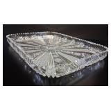 Bohemian 'Queen's Lace' Cut Crystal Tray vtg