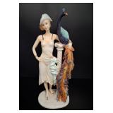 Art Deco Style Porcelain Flapper with Peacock