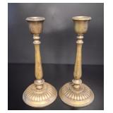 Pair of English Neoclassical Brass Candlesticks