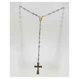 Antique Gold Filled & Cut Green Crystal Rosary