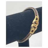 Leather Bracelet Marked Italy Mod. Dep. 24KT