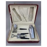 Vtg MCM Glo-Hill Bar Set with Cocktail Shaker
