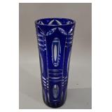 Val Saint Lambert Style Cobalt Cut-to-Clear Vase