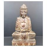 Large Hand-Carved Wood Mediating Zen Budda