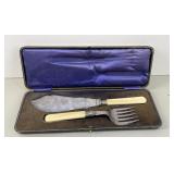 c1900 Fish Serving Set / Ivory Handle &Sterling