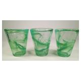 Set of 3 Kosta Boda 'Mine' Green Glass Tumblers