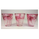 Set of 3 Kosta Boda 'Mine' Pink Glass Tumblers