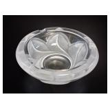 Lalique Style Frosted Crystal Lotus Ashtray vtg