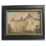 Antique Miniature European Scene Watercolor