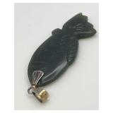 Carved Jade Fish Pendant VTG