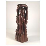 Post-Modernist Organic Figurine Mahogany Sculpture
