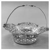 VTG Silver Tone Basket w Swing Handle