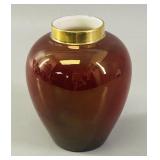 VTG Royal Winton Rouge Ceramic Jar w Gold Gilt Rim