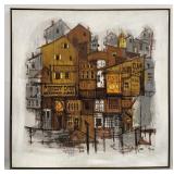 Large Signed MCM Cityscape Oil Painting