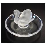 Signed Lalique France Crystal Swan Pin Dish