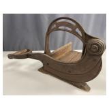Antique Cast Iron & Wood Plug Bread or Rye Slicer