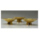 Vintage 24K Gold Plated Pedestal Bowls Set of 3