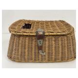 Vintage Woven Wicker Fishing Creel with Fish Latch