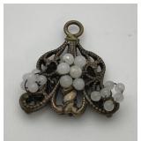 Victorian Rolled Gold Watch Fob with faux pearls