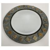 Round Slate Wall Mirror with Diamond Inlays