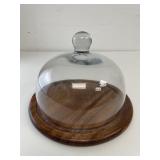 Mid-Century Modern Wood & Glass Cheese Cloche