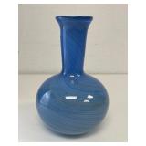 Mid-Century Murano Style Blue Swirl Art Glass Vase