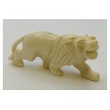 Old Hand Carved Ivory Lion Figurine