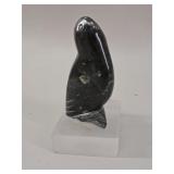 Alaskan Indigenous Soapstone Bird on Pedestal vtg