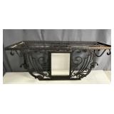 French Art Deco Wrought Iron Mirrored Wall Rack
