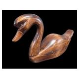 Hand-Carved Hardwood Swan Decoy Figure vtg