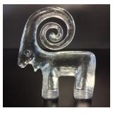 Kosta Boda Clear Glass Ram Figurine