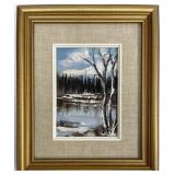 Small Signed? Winter Landscape Painting