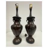 2 Murakami Japanese Meiji-era Bronze Table Lamps