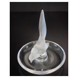 Signed Lalique France Crystal Pheasant Pin Dish