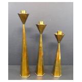 Art Deco Geometric Hexagon Copper Candlesticks