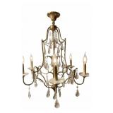 Vintage French-Style Brass Cage Chandelier