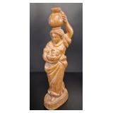 Mid-Century Carved Wood Water Carrier Figurine