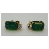 VTG Oscar De La Renta Green Crystal Earrings