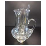 Polish Hand-Blown Glass Martini Pitcher & Stirrer