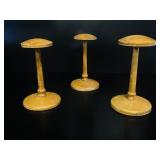Trio of VTG Wooden Hat Display Millinery Stands