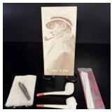 Vintage Clay Pipe Set with Pamphlet and Cleaners