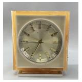 Vintage Bulova Faux Onyx Acrylic Quartz Desk Clock