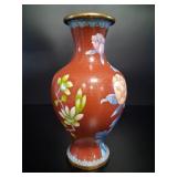 Chinese Cloisonnï¿½ Peony Enamel Baluster Vase vtg