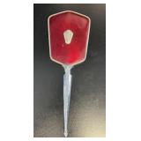 Vtg Art Deco Ruby Red Guillochï¿½ Enamel Mirror