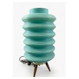 MCM Turquoise Plastic Beehive Tripod Lamp
