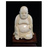 Carved Ivory Buddha Figurine vtg