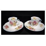 2 Shelly China Begonia Demi Tasse Cups & Saucers