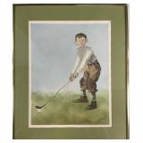 Vtg A.B. Frost Boy Playing Golf Lithograph