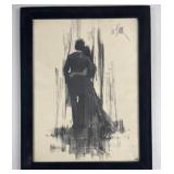 Lee Burr MCM Abstract Embracing Couple framed